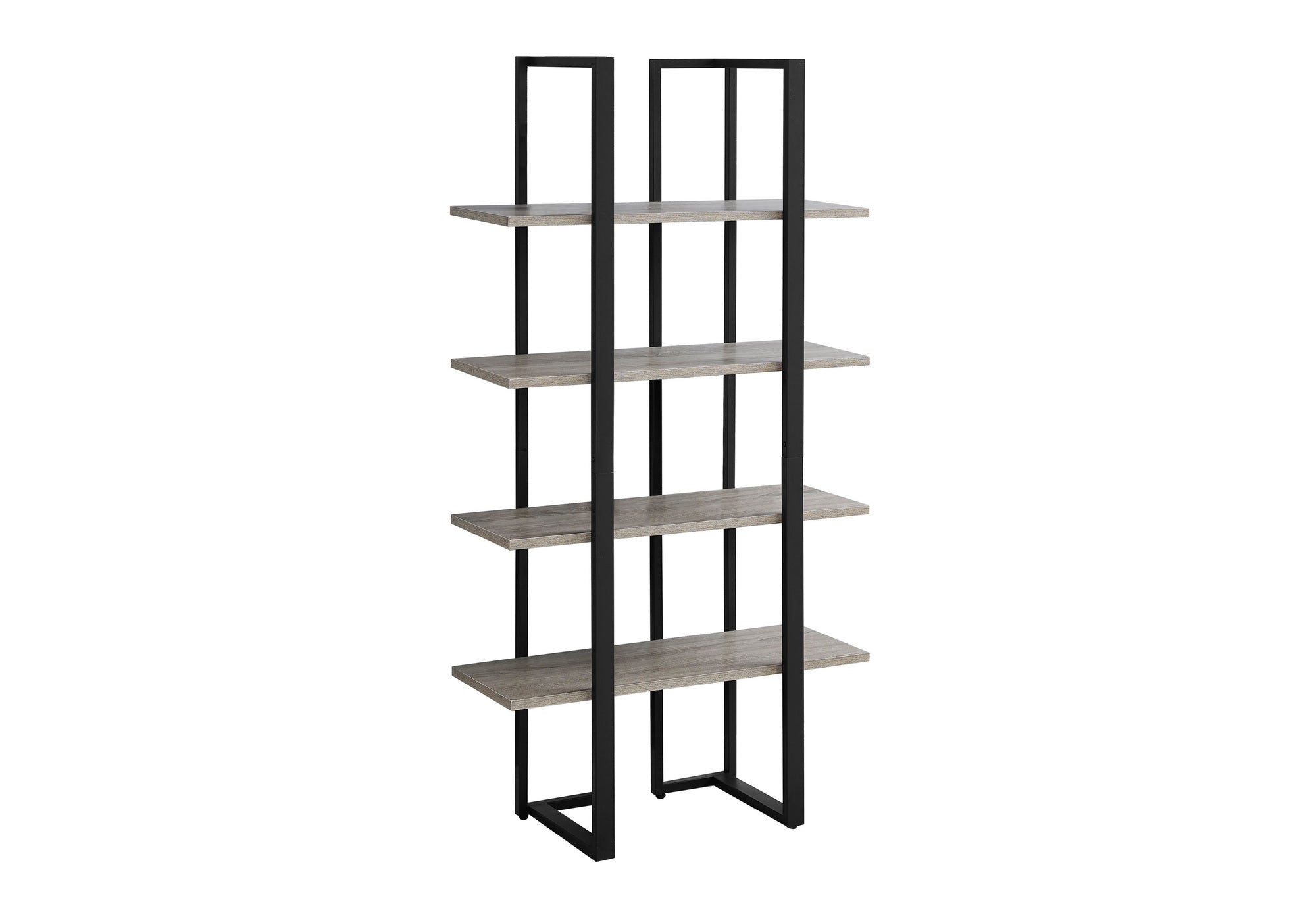 BOOKCASE - 60""H / DARK TAUPE / BLACK METAL