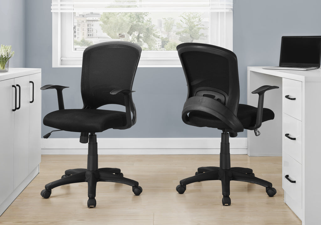 OFFICE CHAIR - BLACK MESH MID-BACK / MULTI-POSITION
