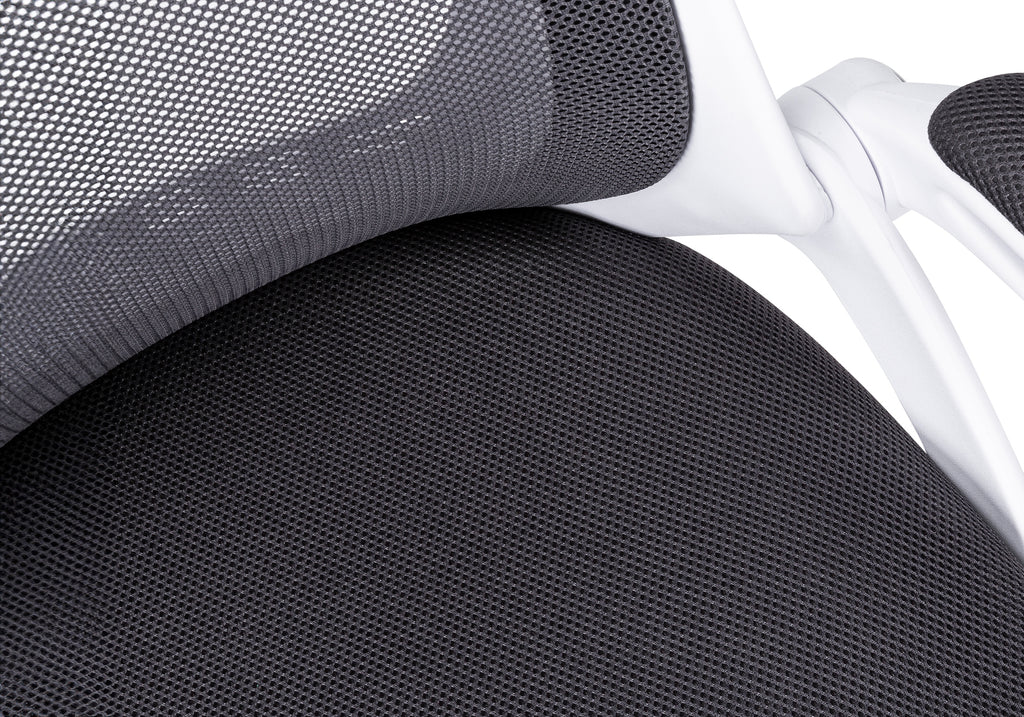 OFFICE CHAIR - WHITE / GREY MESH / CHROME HIGH-BACK EXEC