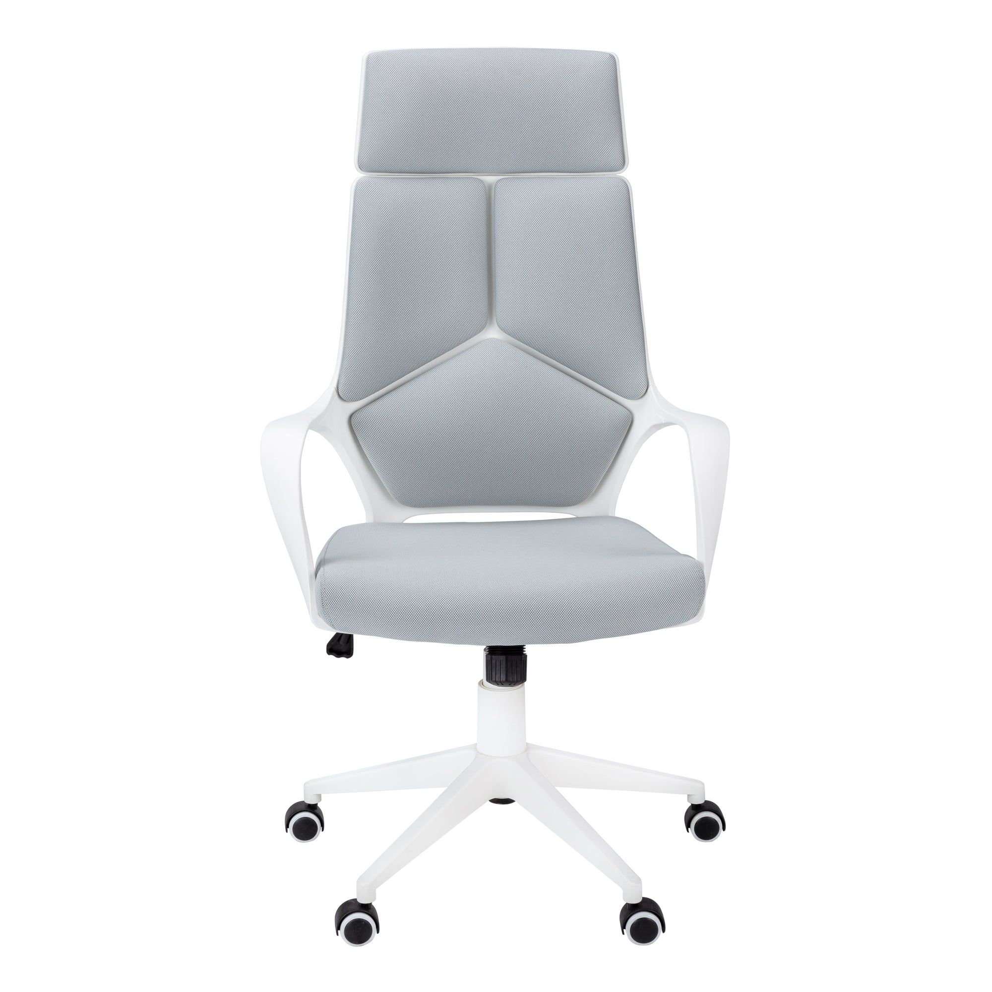 OFFICE CHAIR - WHITE / GREY FABRIC / HIGH BACK EXECUTIVE