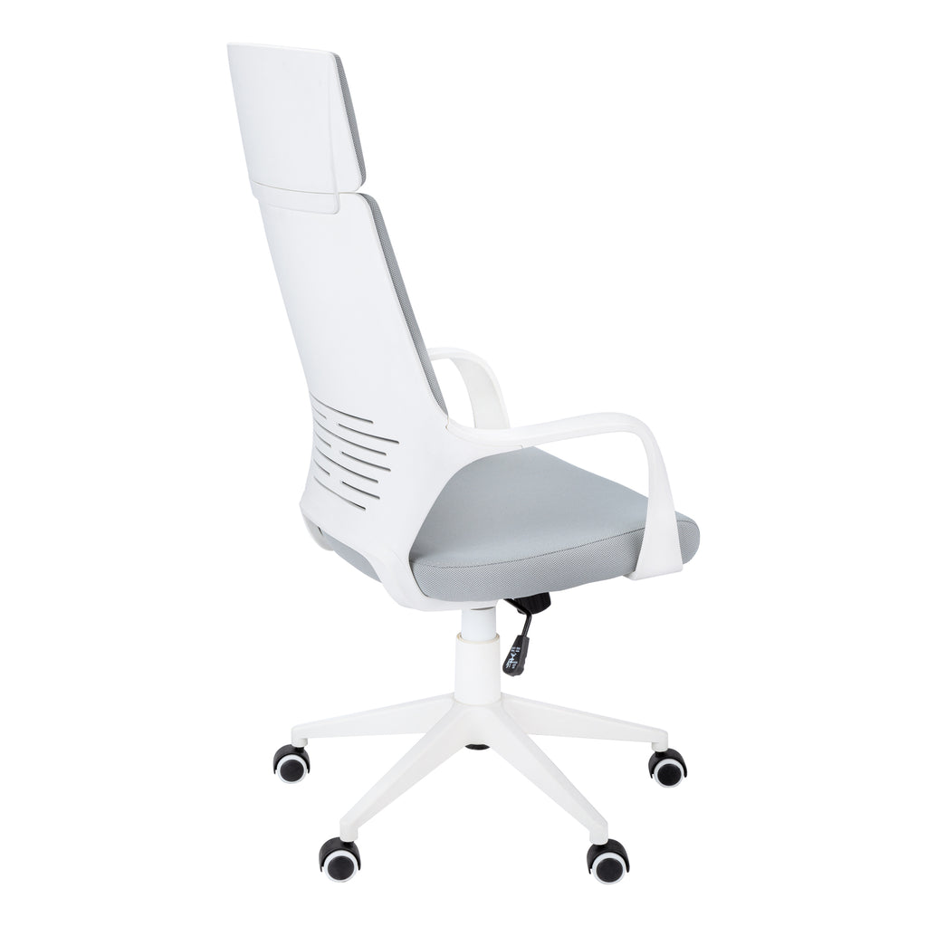 OFFICE CHAIR - WHITE / GREY FABRIC / HIGH BACK EXECUTIVE