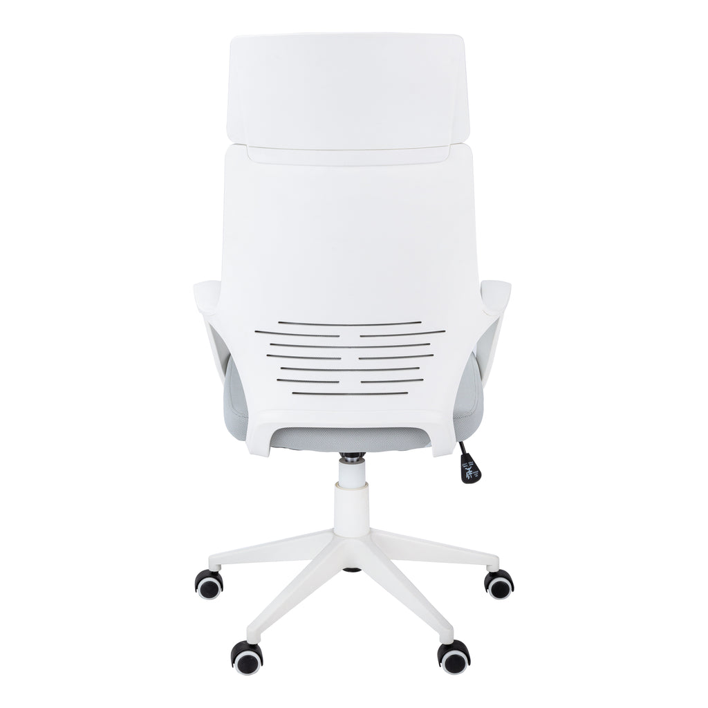 OFFICE CHAIR - WHITE / GREY FABRIC / HIGH BACK EXECUTIVE
