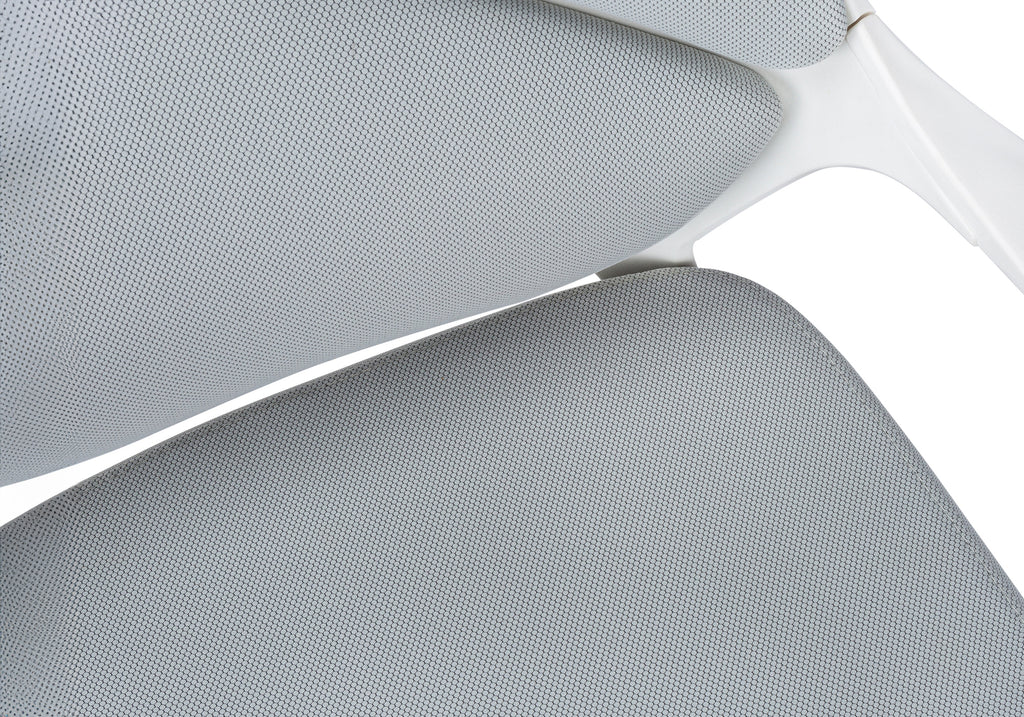 OFFICE CHAIR - WHITE / GREY FABRIC / HIGH BACK EXECUTIVE