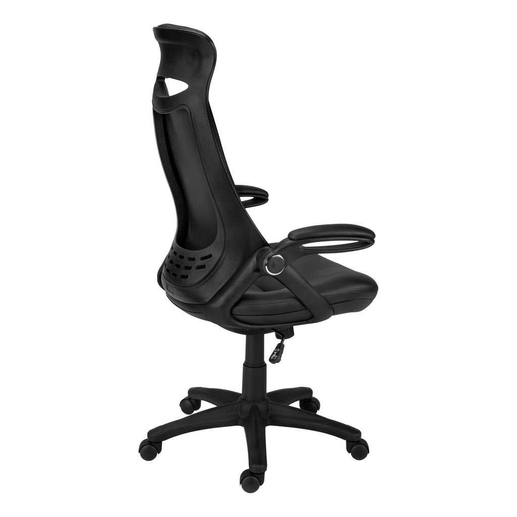 OFFICE CHAIR - BLACK LEATHER-LOOK / MULTI POSITION