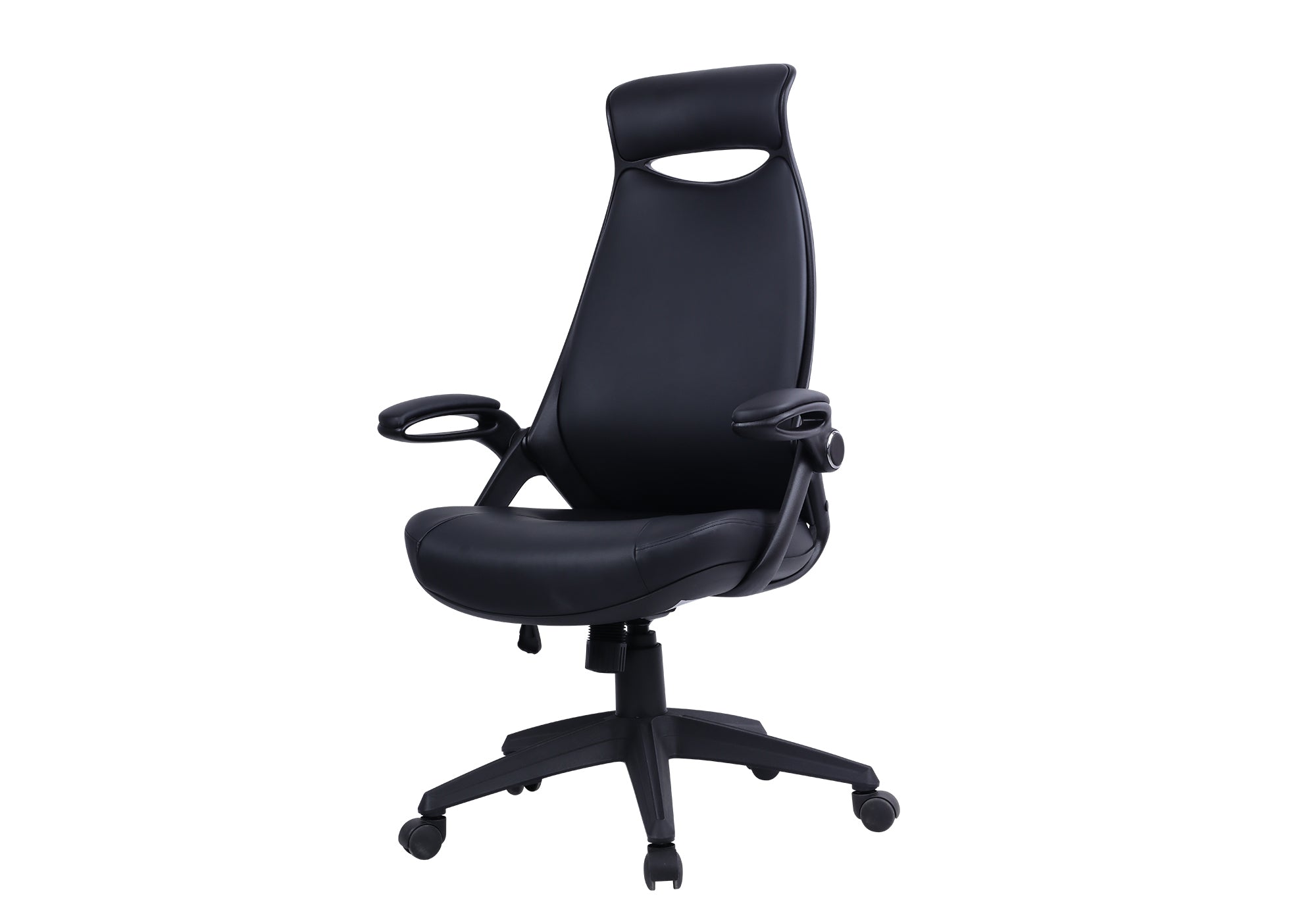 OFFICE CHAIR - BLACK LEATHER-LOOK / MULTI POSITION