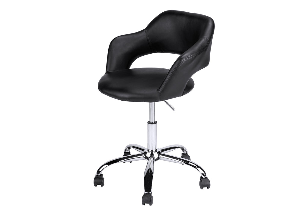 OFFICE CHAIR - BLACK / CHROME METAL HYDRAULIC LIFT BASE