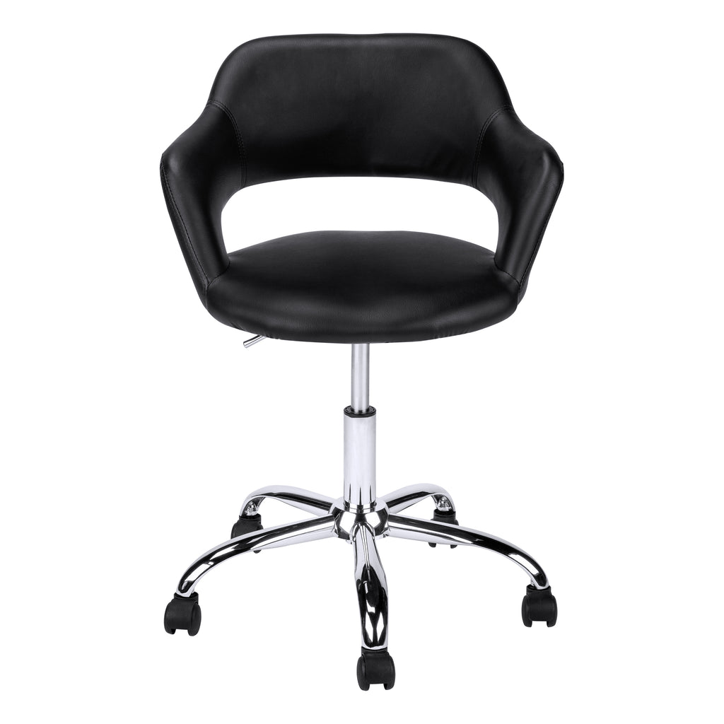 OFFICE CHAIR - BLACK / CHROME METAL HYDRAULIC LIFT BASE