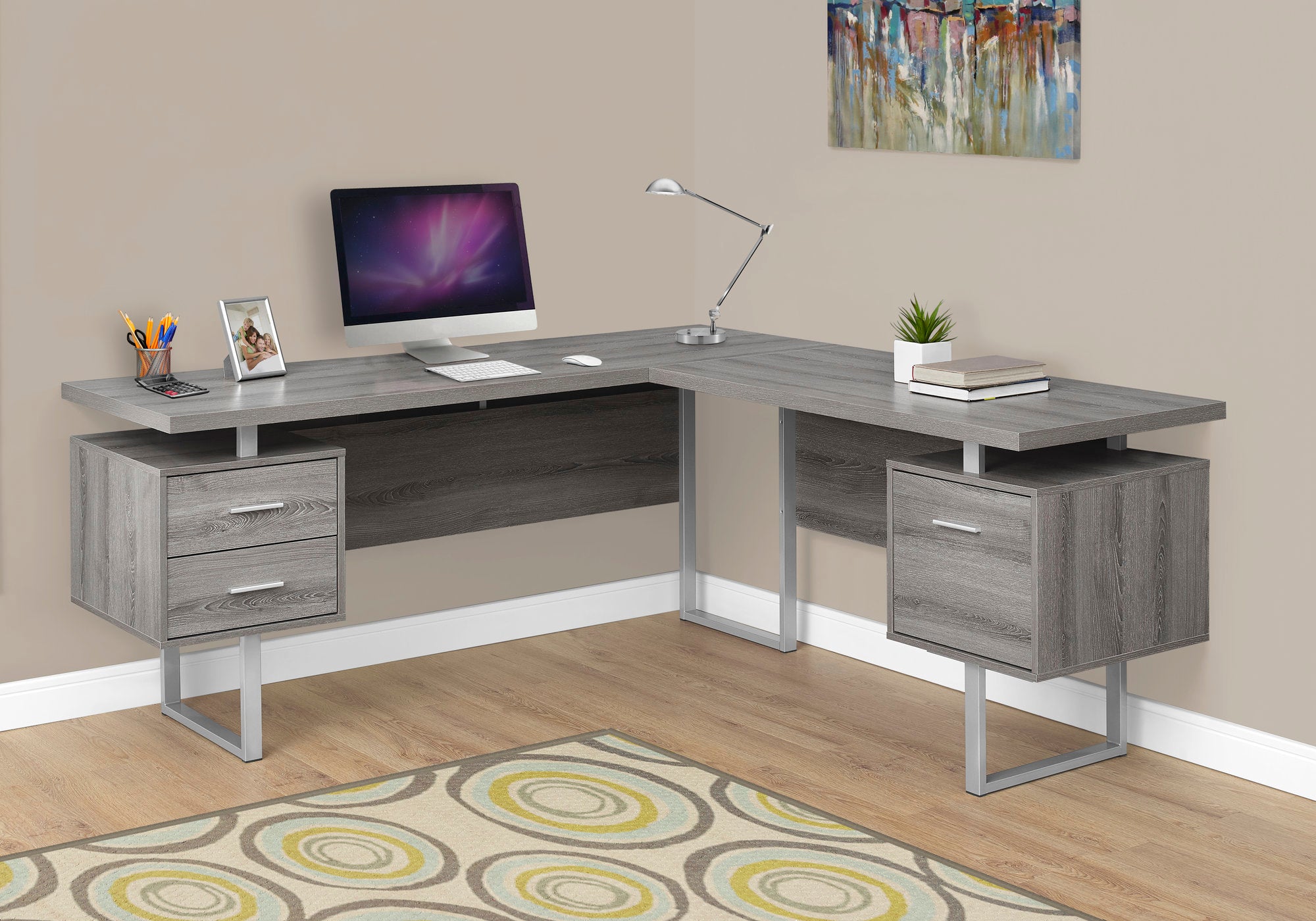 COMPUTER DESK - 70""L / DARK TAUPE LEFT OR RIGHT FACING