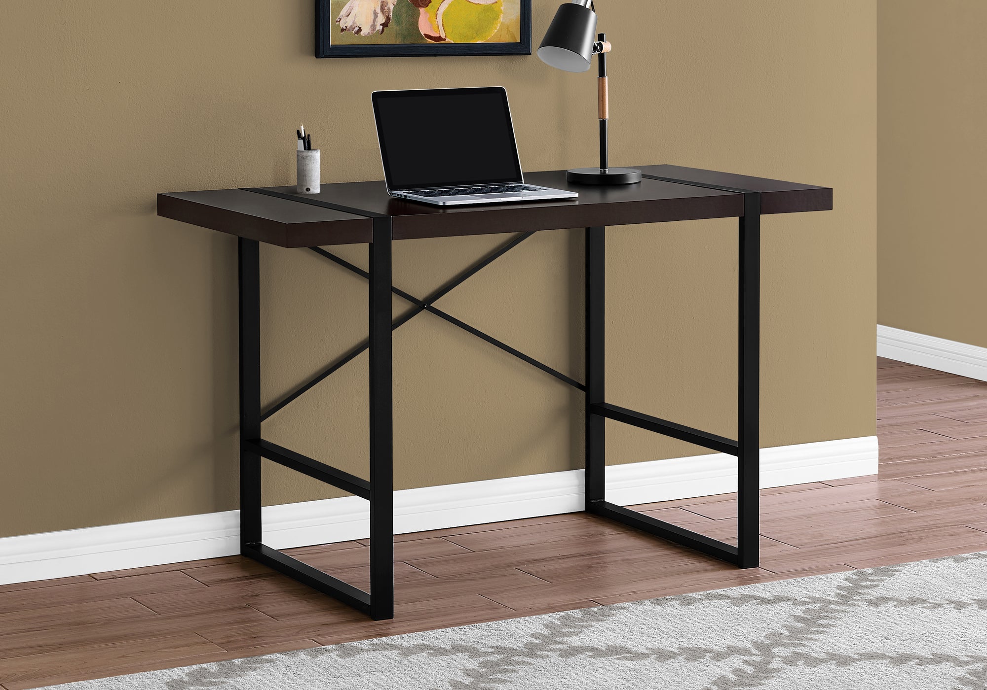 COMPUTER DESK - 48""L / ESPRESSO / BLACK METAL
