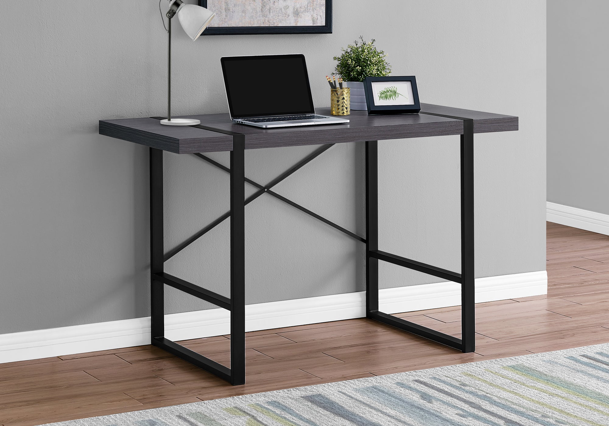 COMPUTER DESK - 48""L / GREY / BLACK METAL