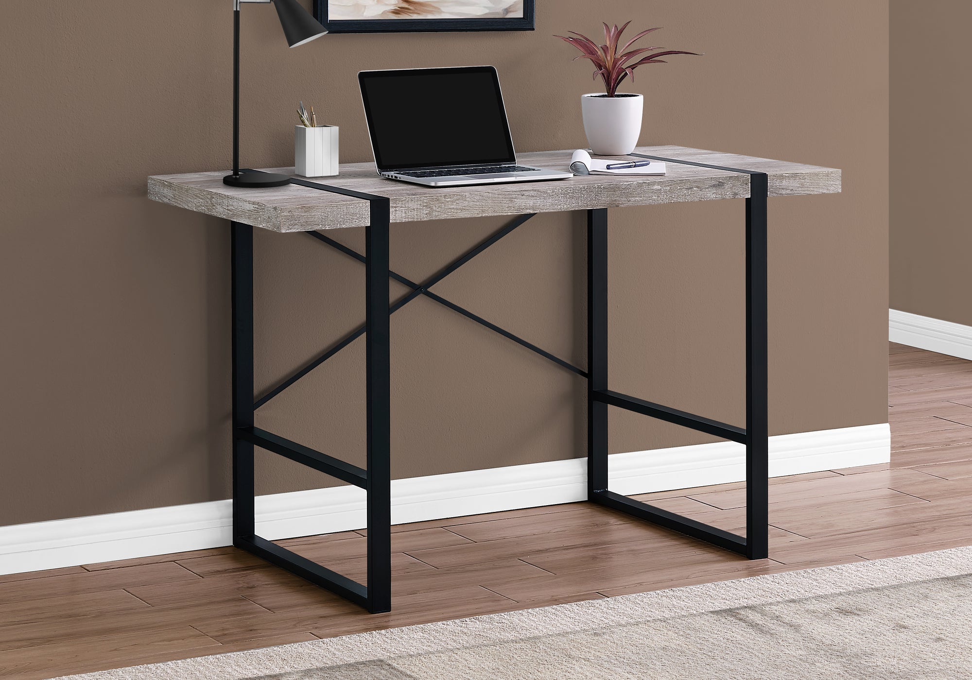 COMPUTER DESK - 48""L / TAUPE RECLAIMED WOOD / BLACK METAL