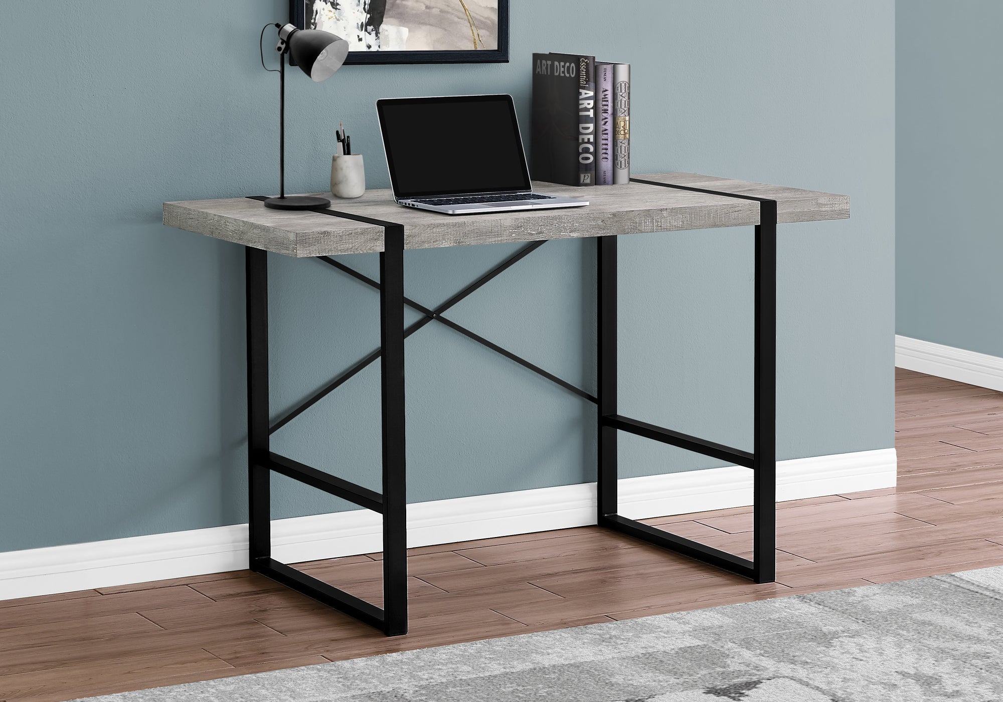 COMPUTER DESK - 48""L / GREY RECLAIMED WOOD / BLACK METAL