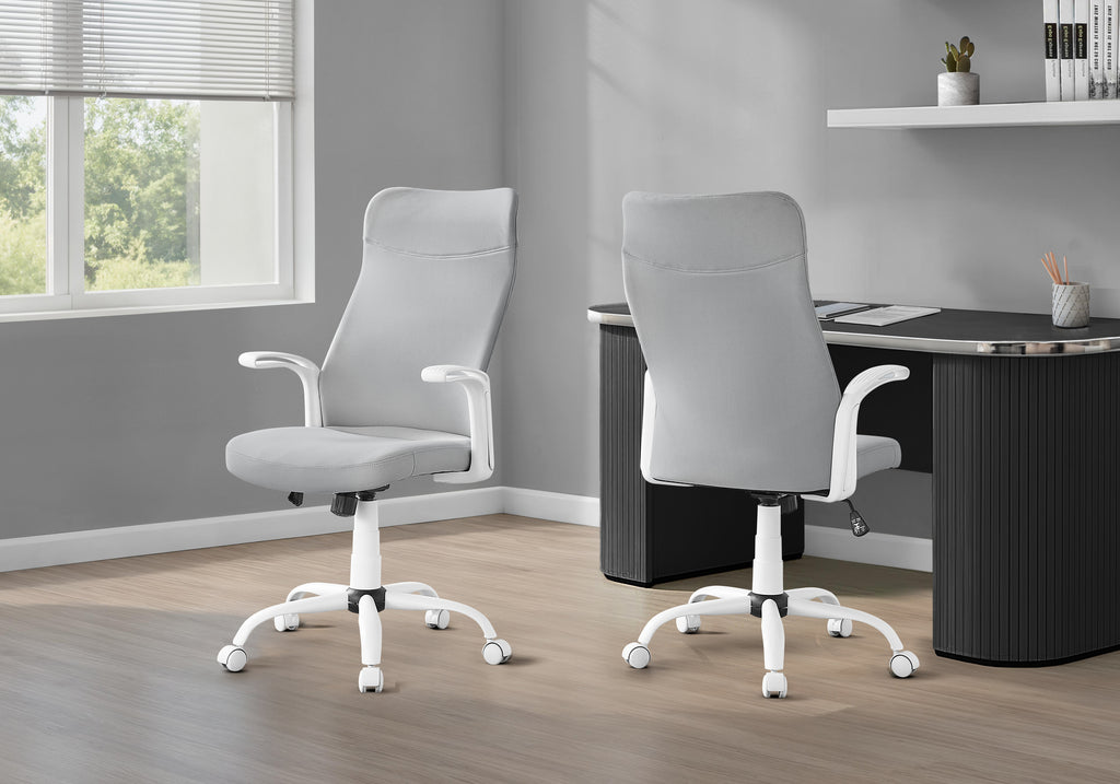 OFFICE CHAIR - WHITE / GREY FABRIC / MULTI POSITION