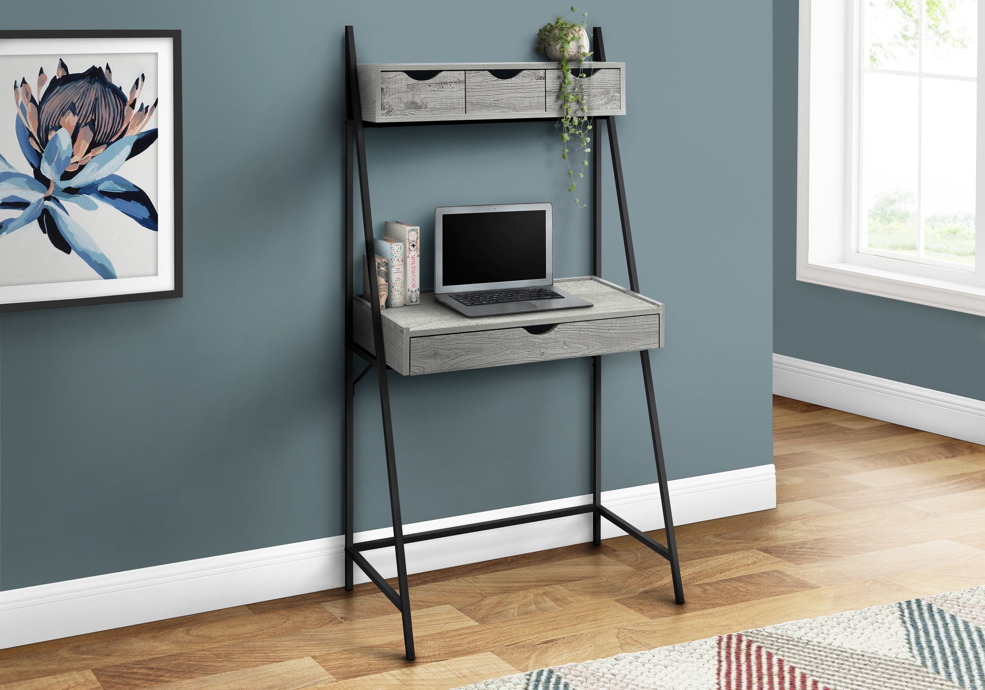COMPUTER DESK - 32""L / GREY / BLACK METAL