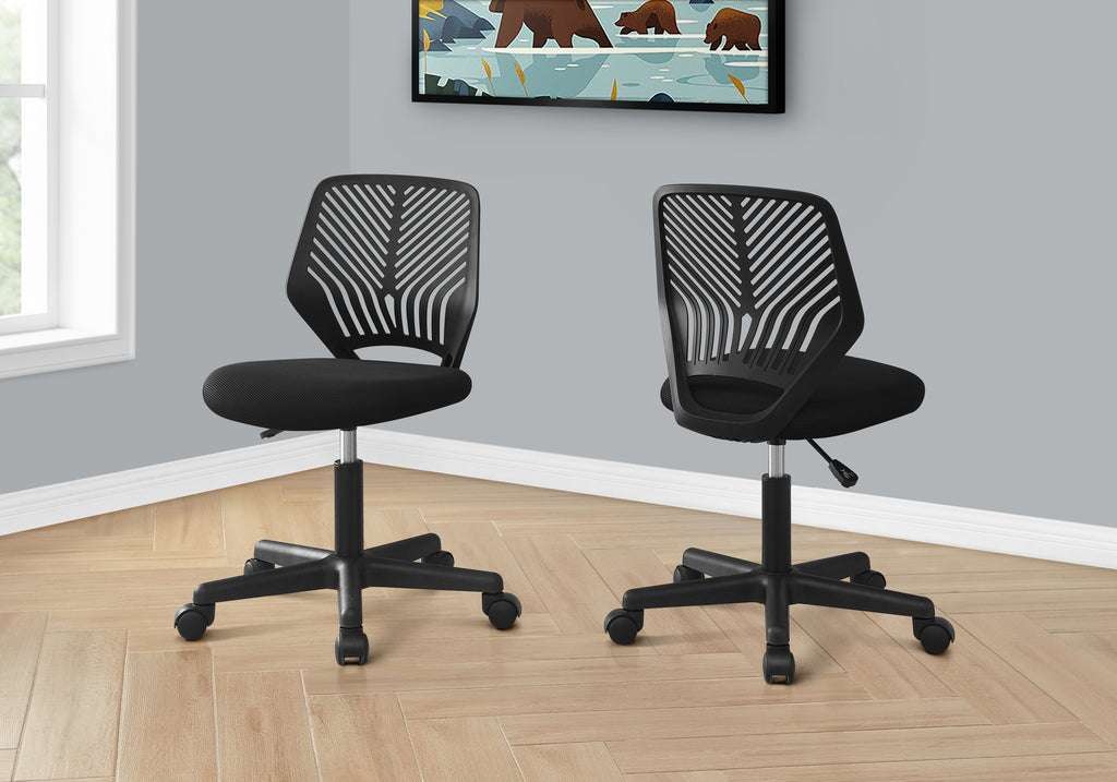 OFFICE CHAIR - BLACK JUVENILE / BLACK BASE ON CASTORS