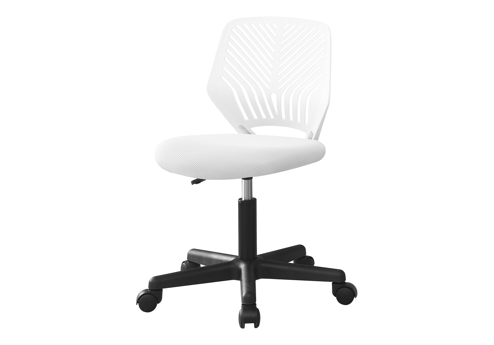 OFFICE CHAIR - WHITE JUVENILE / BLACK BASE ON CASTORS