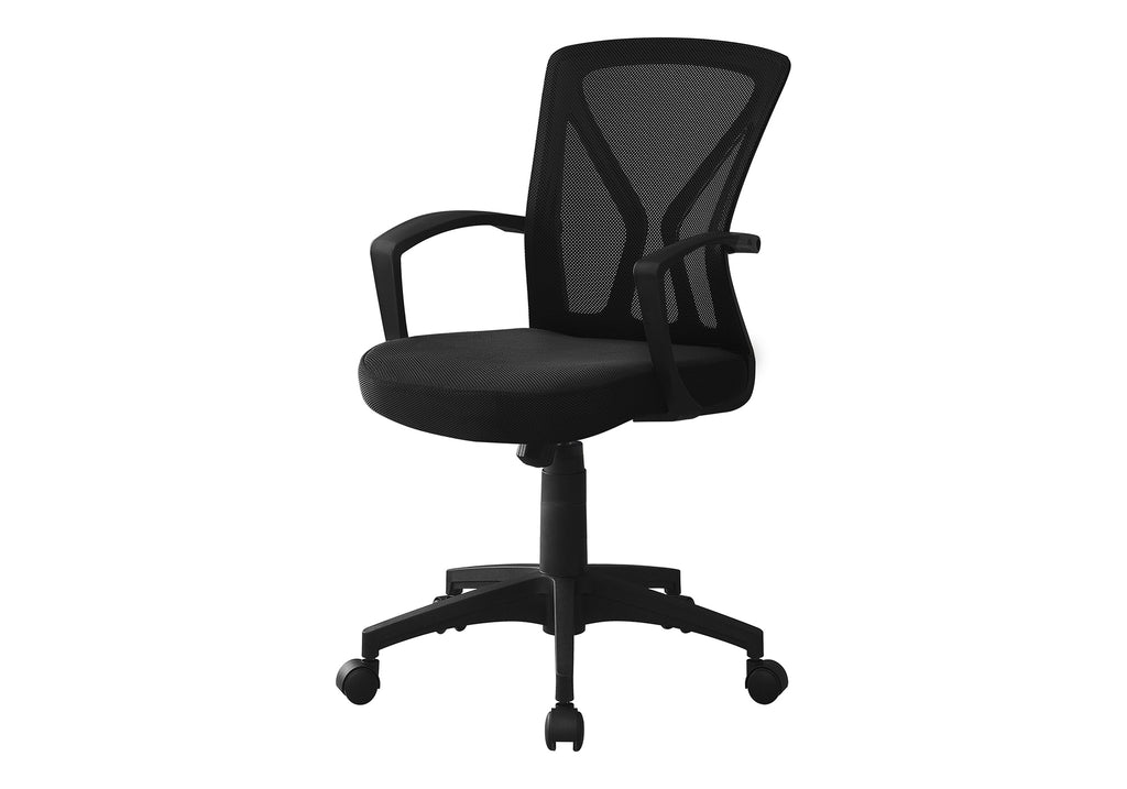 OFFICE CHAIR - BLACK / BLACK BASE ON CASTORS