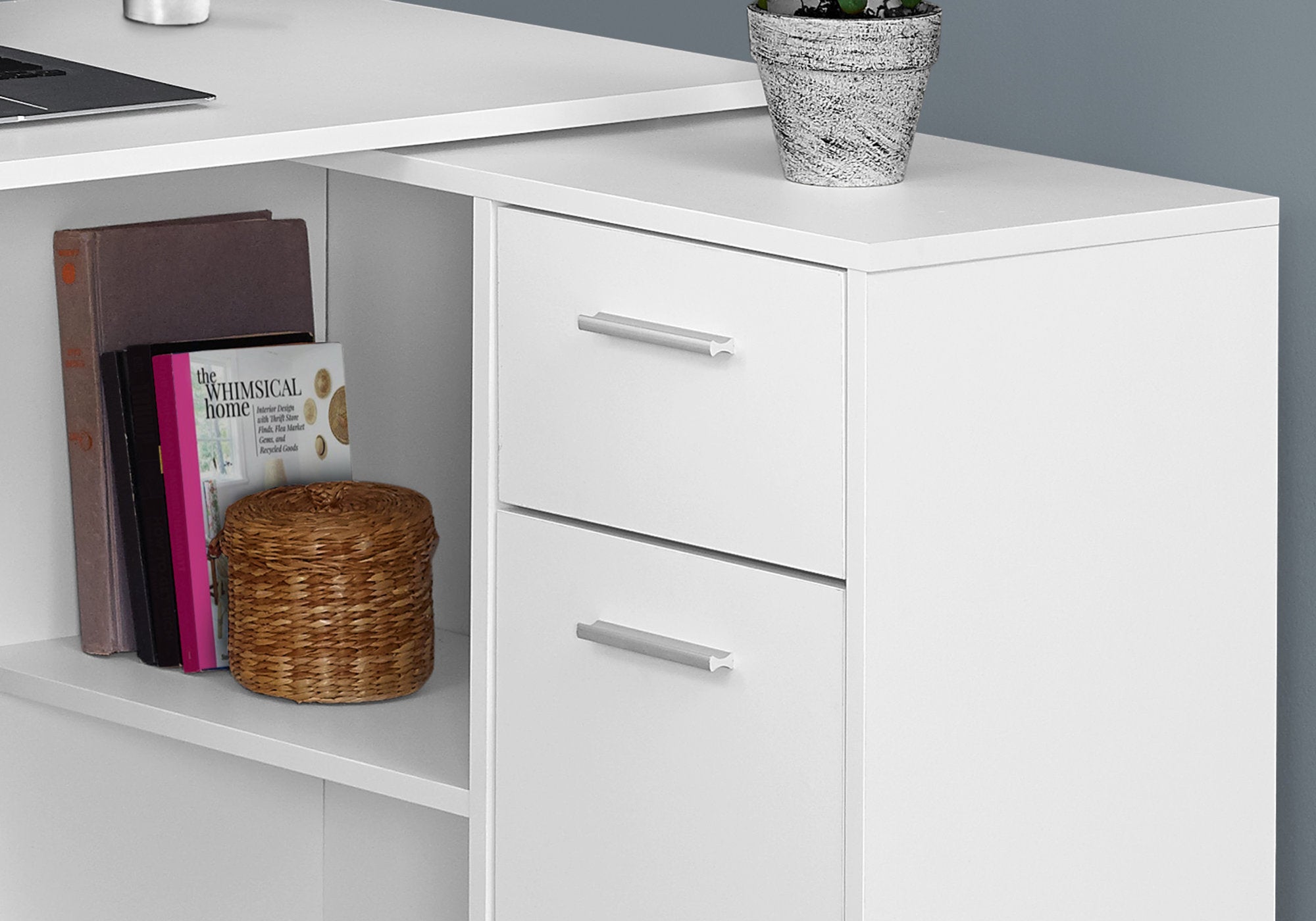 COMPUTER DESK - 46""L / WHITE WITH A STORAGE CABINET