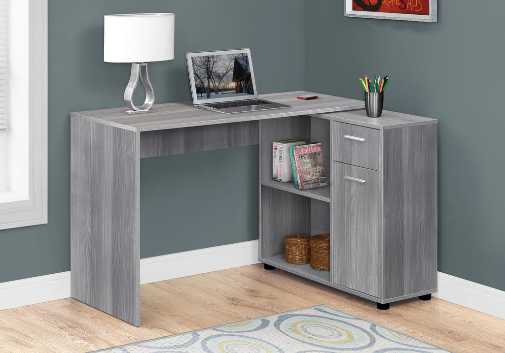 COMPUTER DESK - 46""L / GREY WITH A STORAGE CABINET