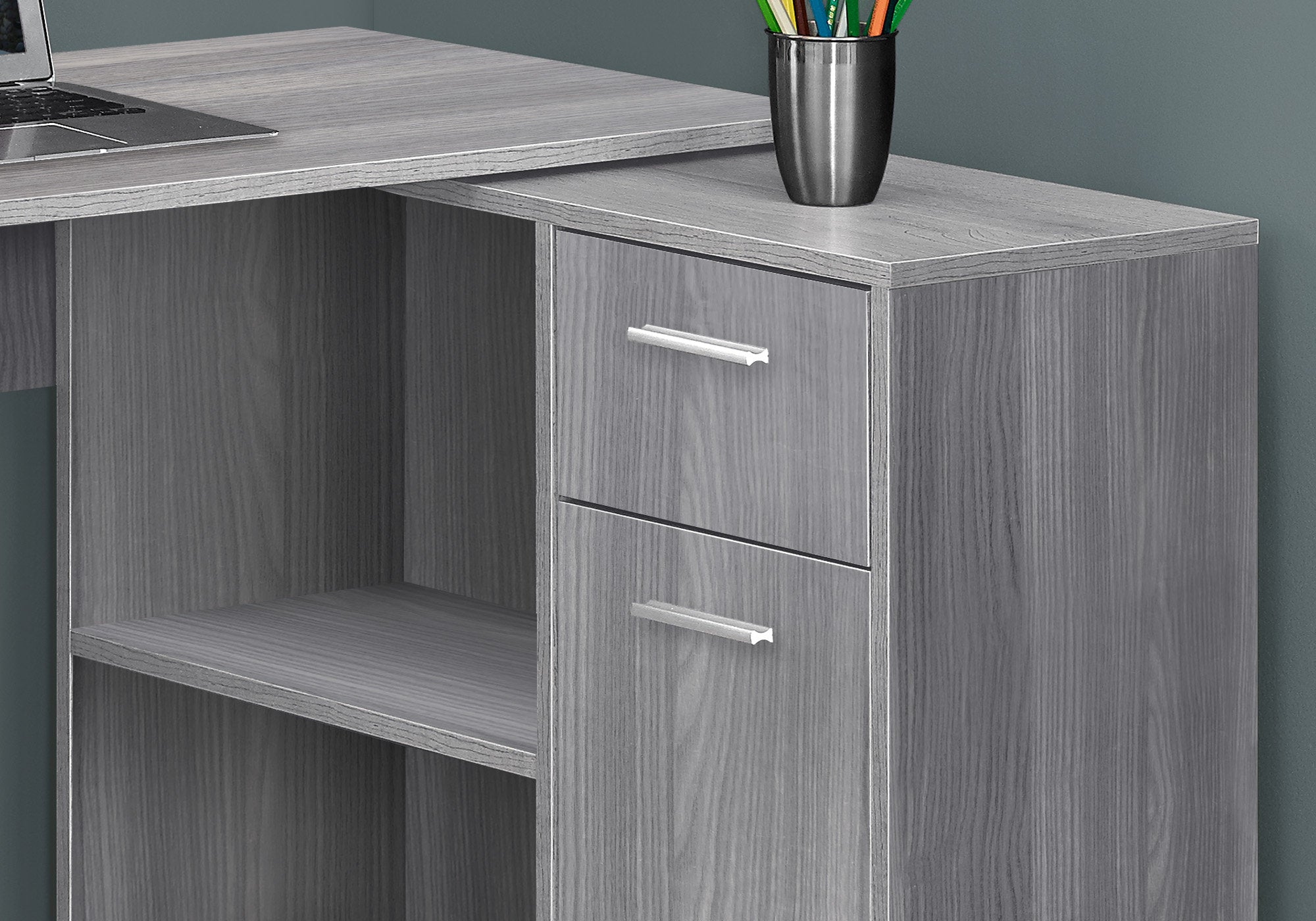 COMPUTER DESK - 46""L / GREY WITH A STORAGE CABINET