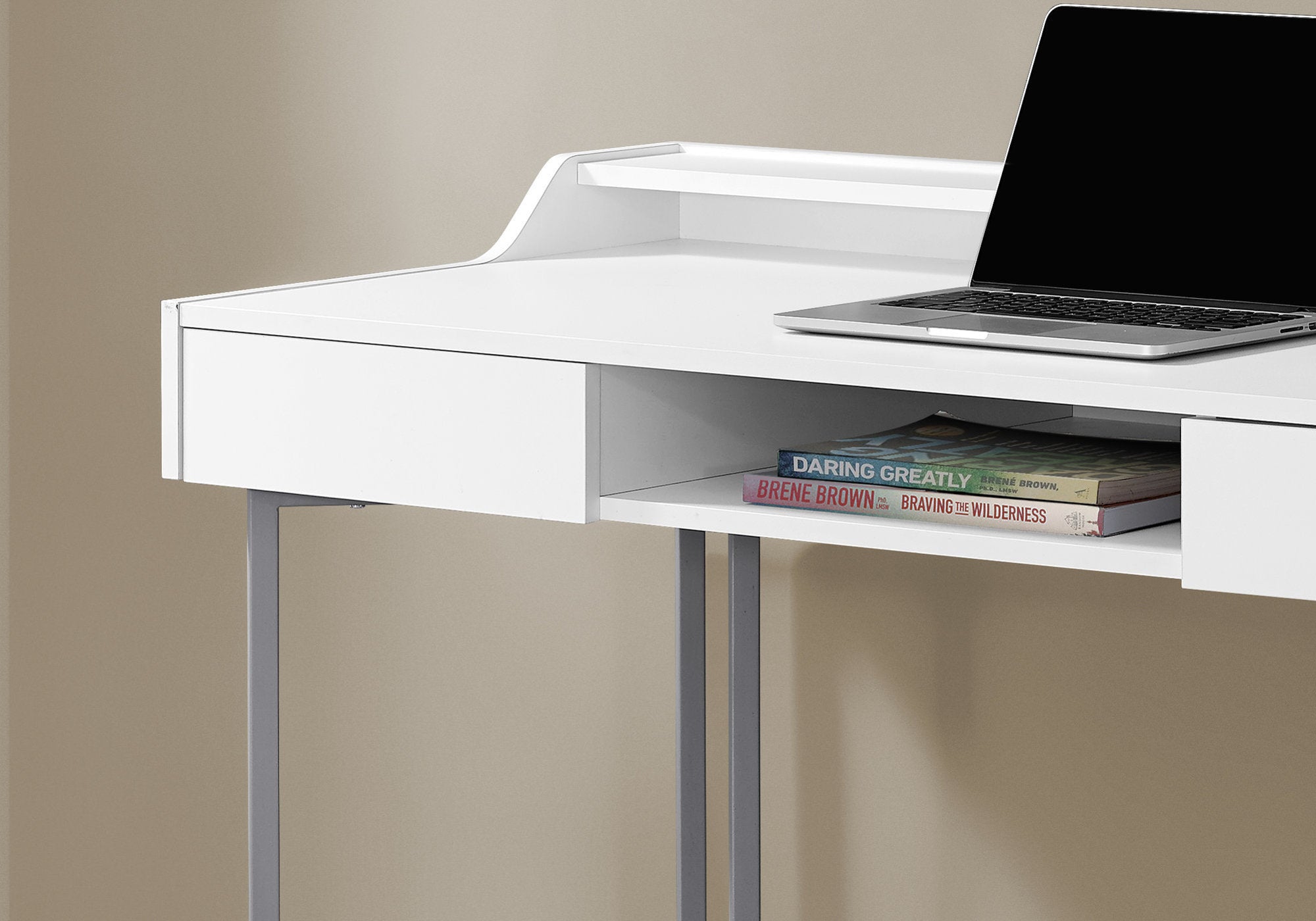 COMPUTER DESK - 48""L / WHITE / SILVER METAL