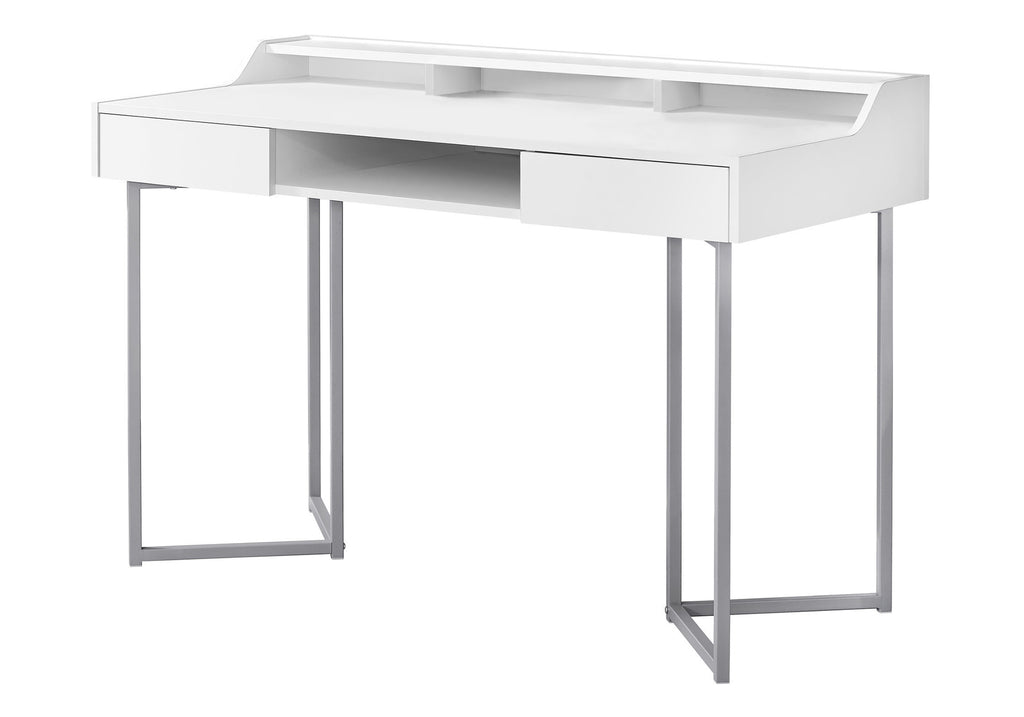 COMPUTER DESK - 48""L / WHITE / SILVER METAL