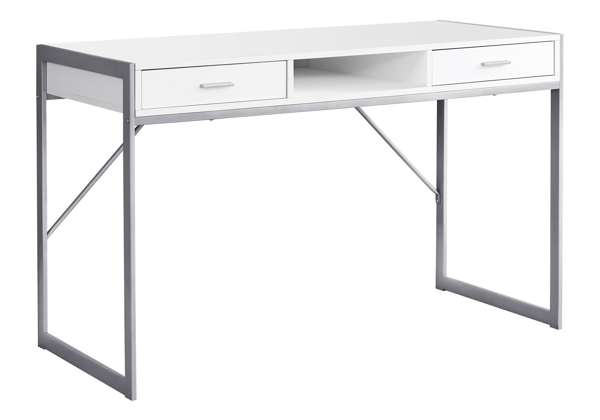 COMPUTER DESK - 48""L / WHITE / SILVER METAL