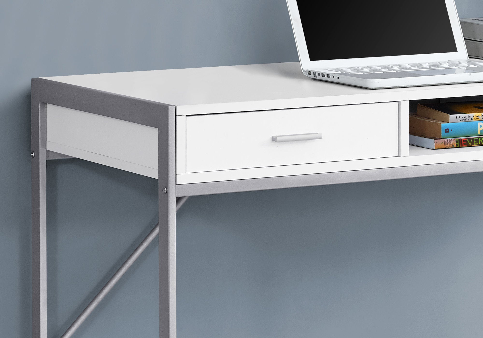 COMPUTER DESK - 48""L / WHITE / SILVER METAL