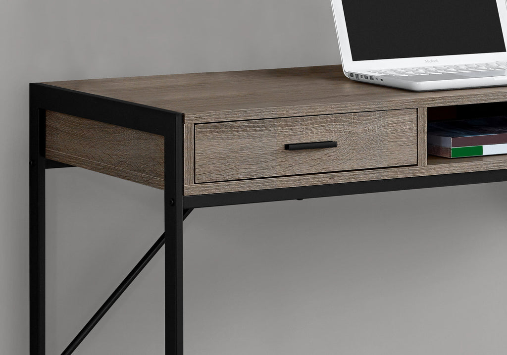 COMPUTER DESK - 48""L / DARK TAUPE / BLACK METAL