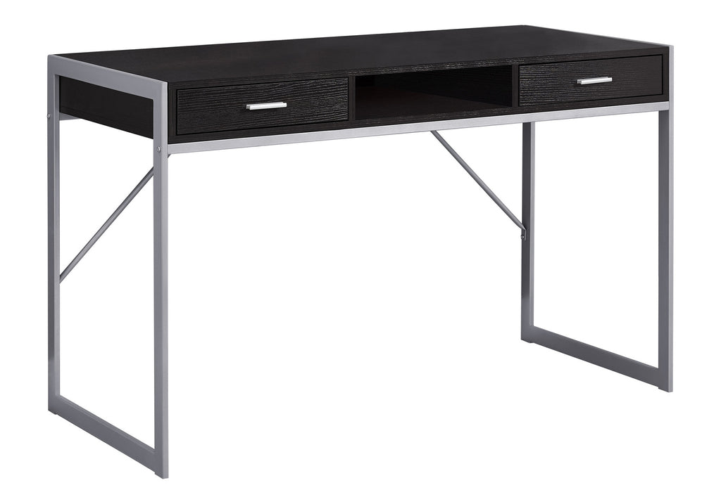 COMPUTER DESK - 48""L / ESPRESSO / SILVER METAL