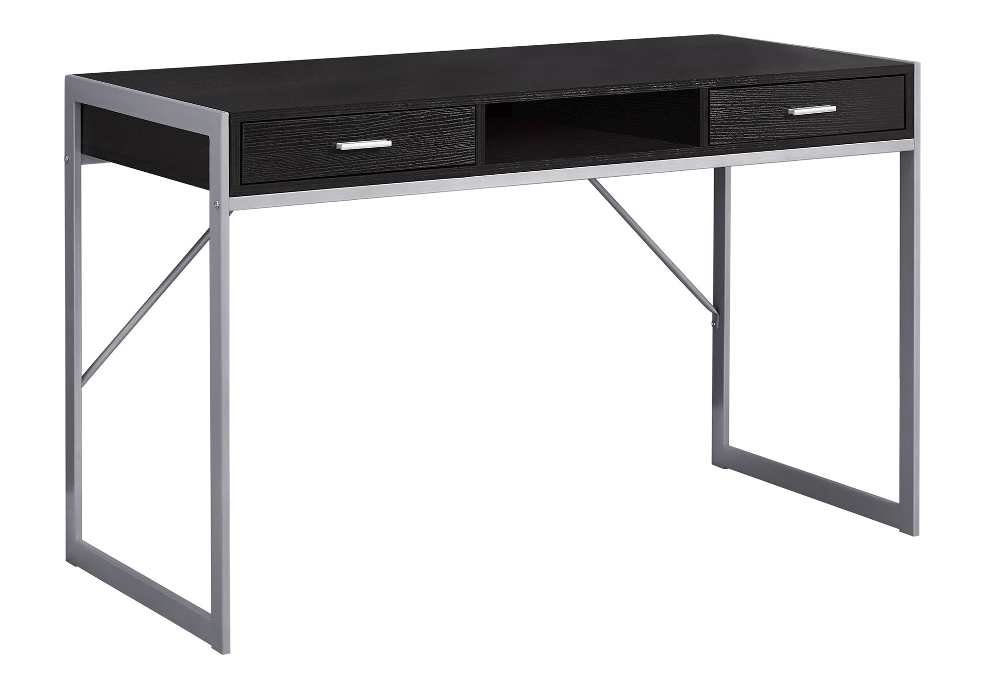 COMPUTER DESK - 48""L / ESPRESSO / SILVER METAL