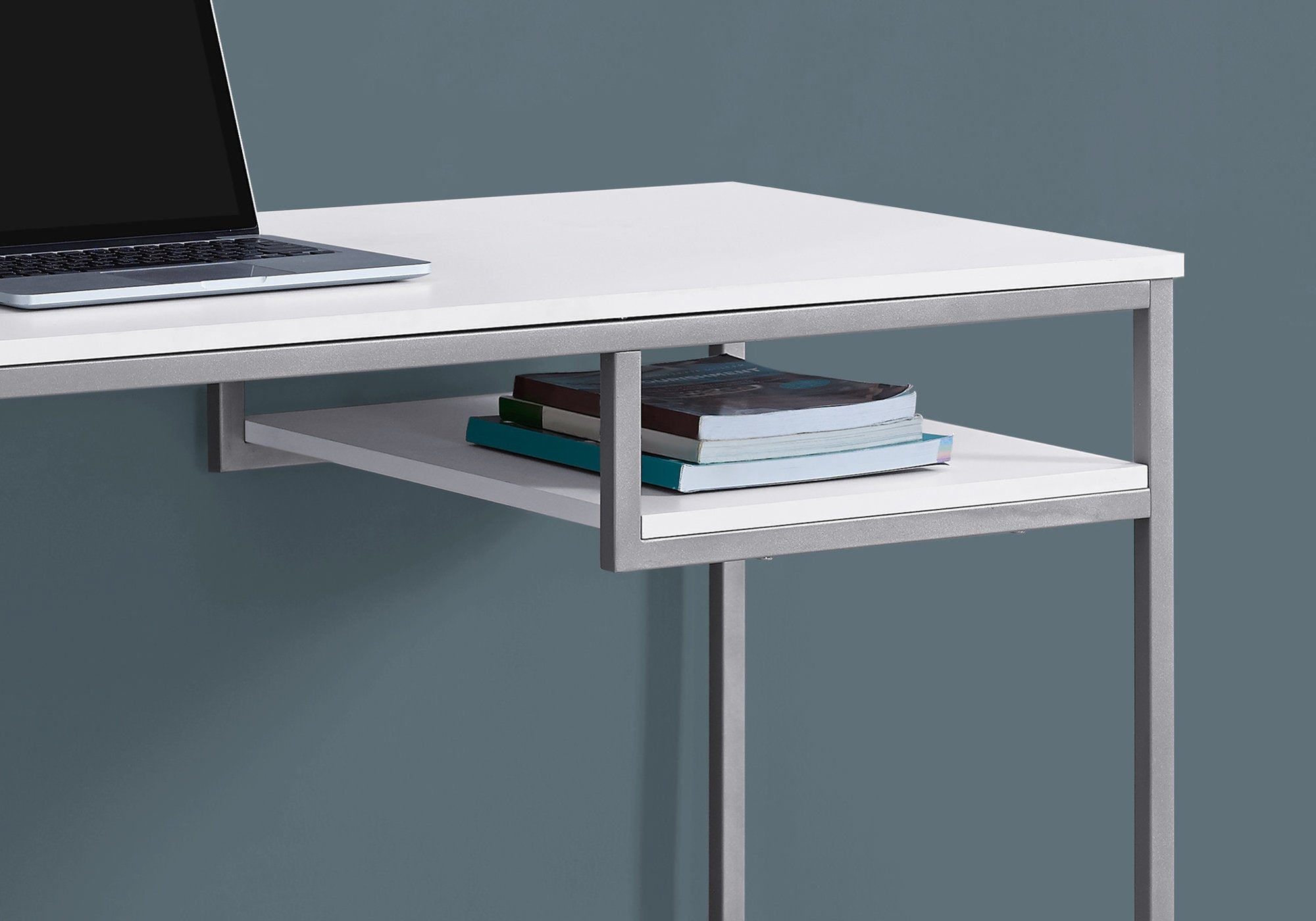 COMPUTER DESK - 48""L / WHITE / SILVER METAL