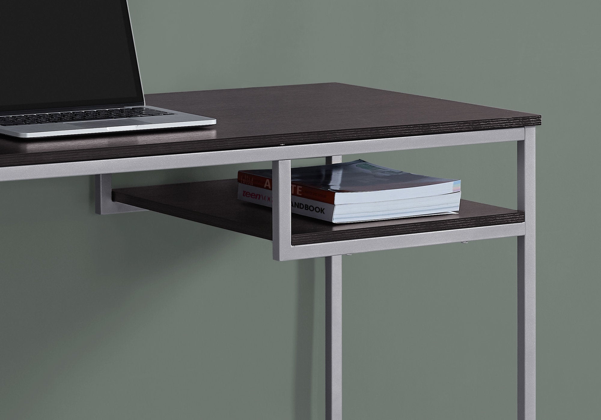 COMPUTER DESK - 48""L / ESPRESSO / SILVER METAL