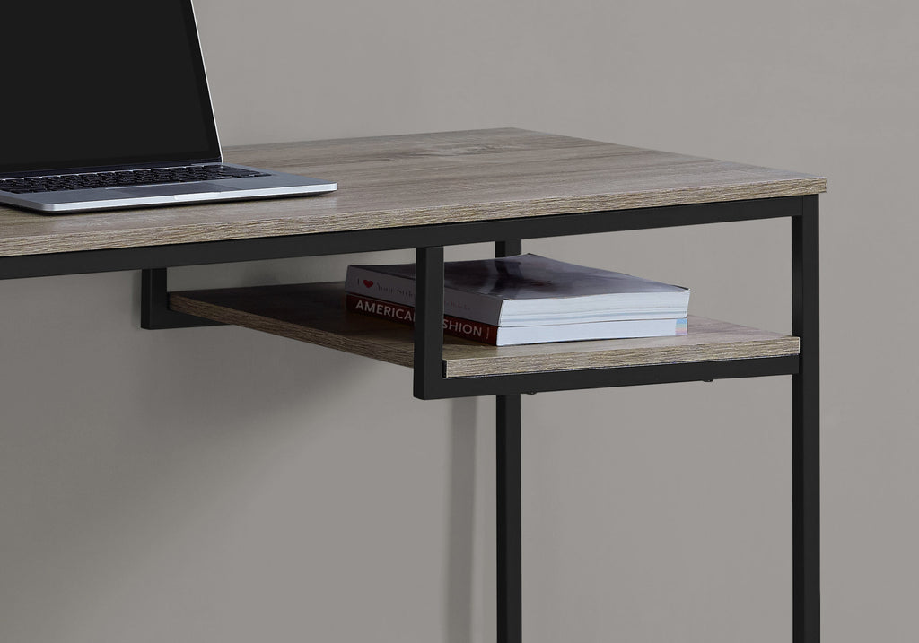COMPUTER DESK - 48""L / DARK TAUPE / BLACK METAL