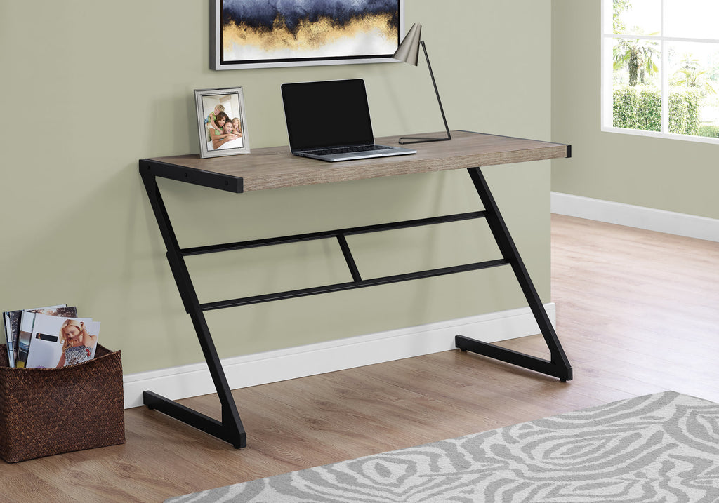 COMPUTER DESK - 48""L / DARK TAUPE / BLACK METAL