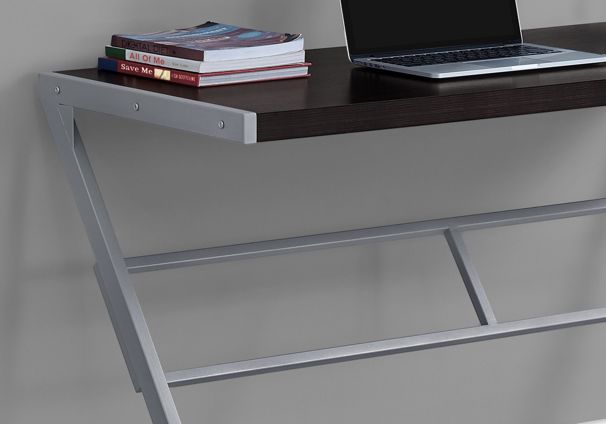 COMPUTER DESK - 48""L / ESPRESSO / SILVER METAL