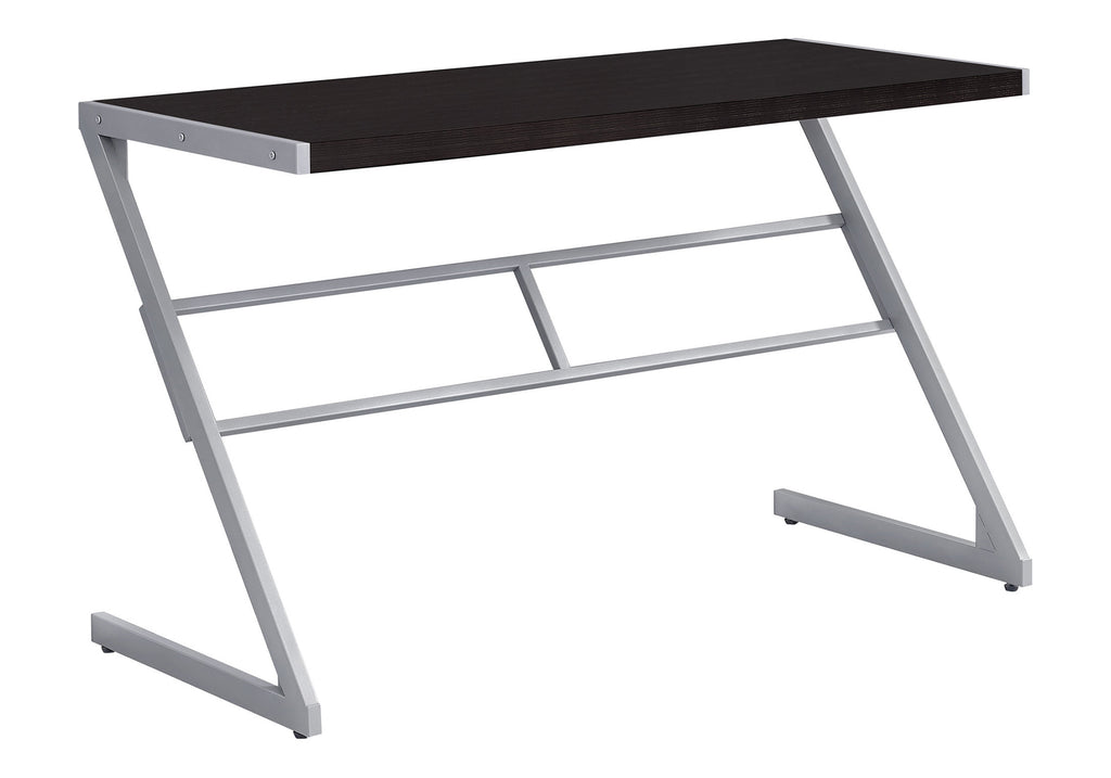 COMPUTER DESK - 48""L / ESPRESSO / SILVER METAL