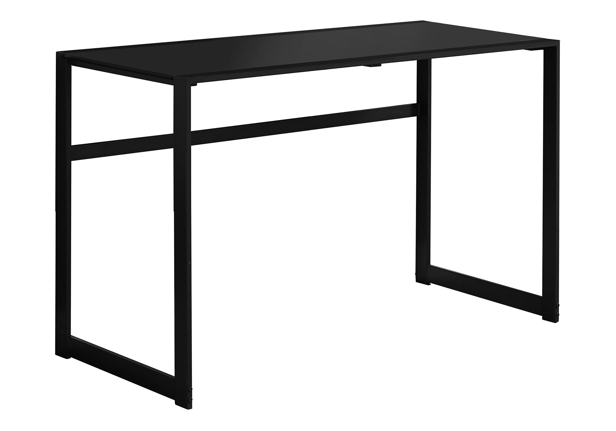 COMPUTER DESK - 48""L / BLACK METAL / BLACK TEMPERED GLASS