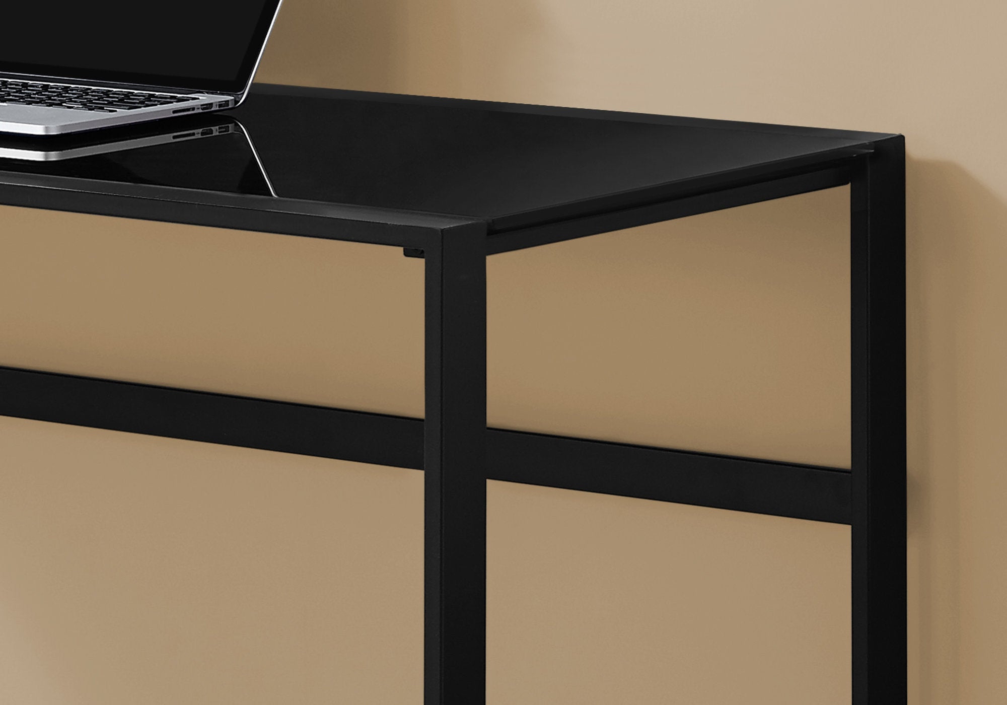 COMPUTER DESK - 48""L / BLACK METAL / BLACK TEMPERED GLASS