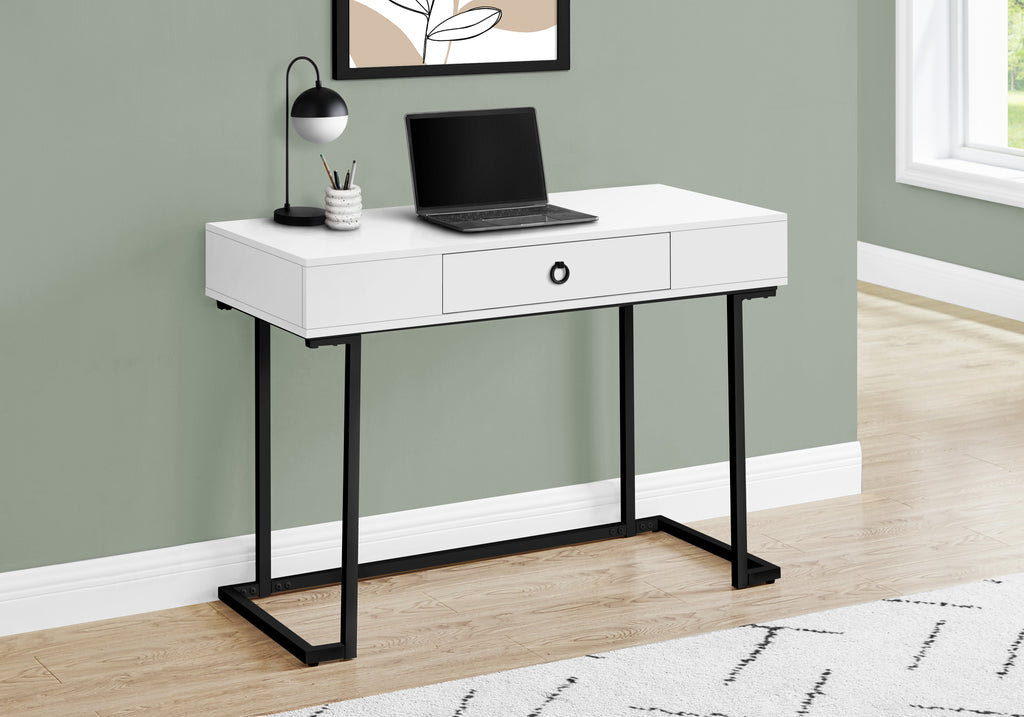 COMPUTER DESK - 42""L / WHITE / BLACK METAL