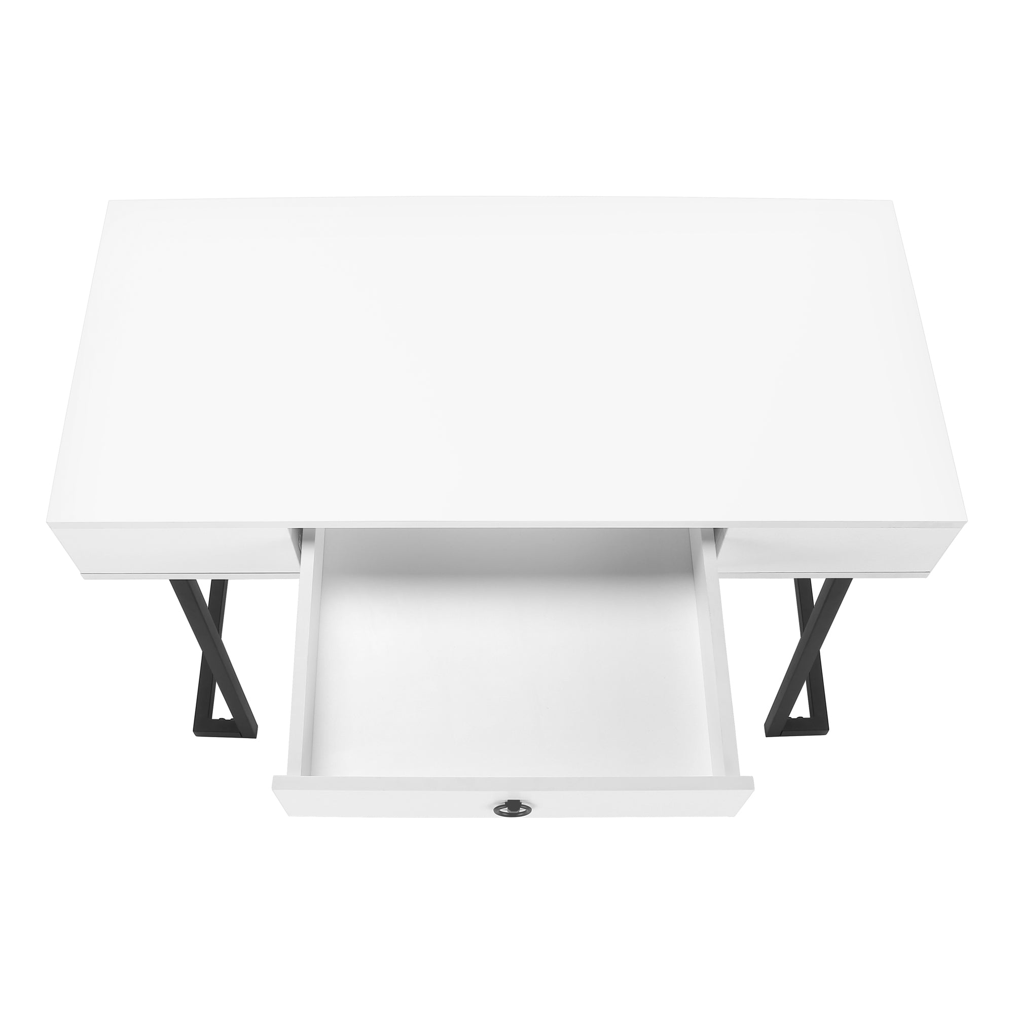 COMPUTER DESK - 42""L / WHITE / BLACK METAL