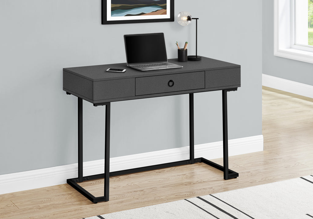 COMPUTER DESK - 42""L / MODERN GREY / BLACK METAL