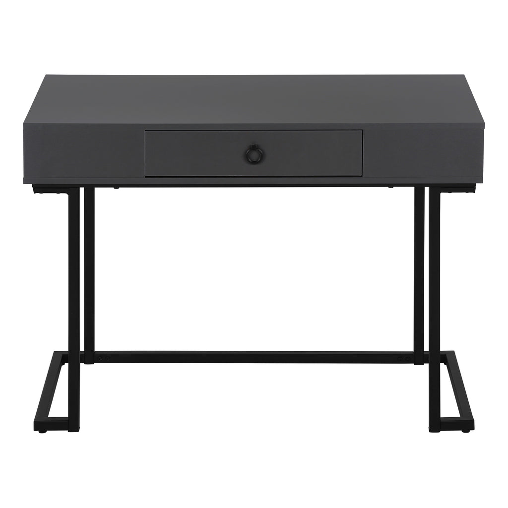 COMPUTER DESK - 42""L / MODERN GREY / BLACK METAL