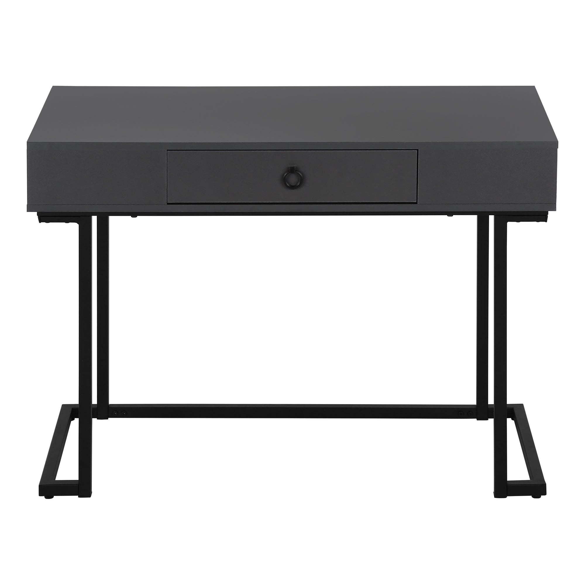 COMPUTER DESK - 42""L / MODERN GREY / BLACK METAL
