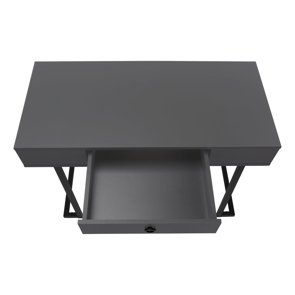 COMPUTER DESK - 42""L / MODERN GREY / BLACK METAL