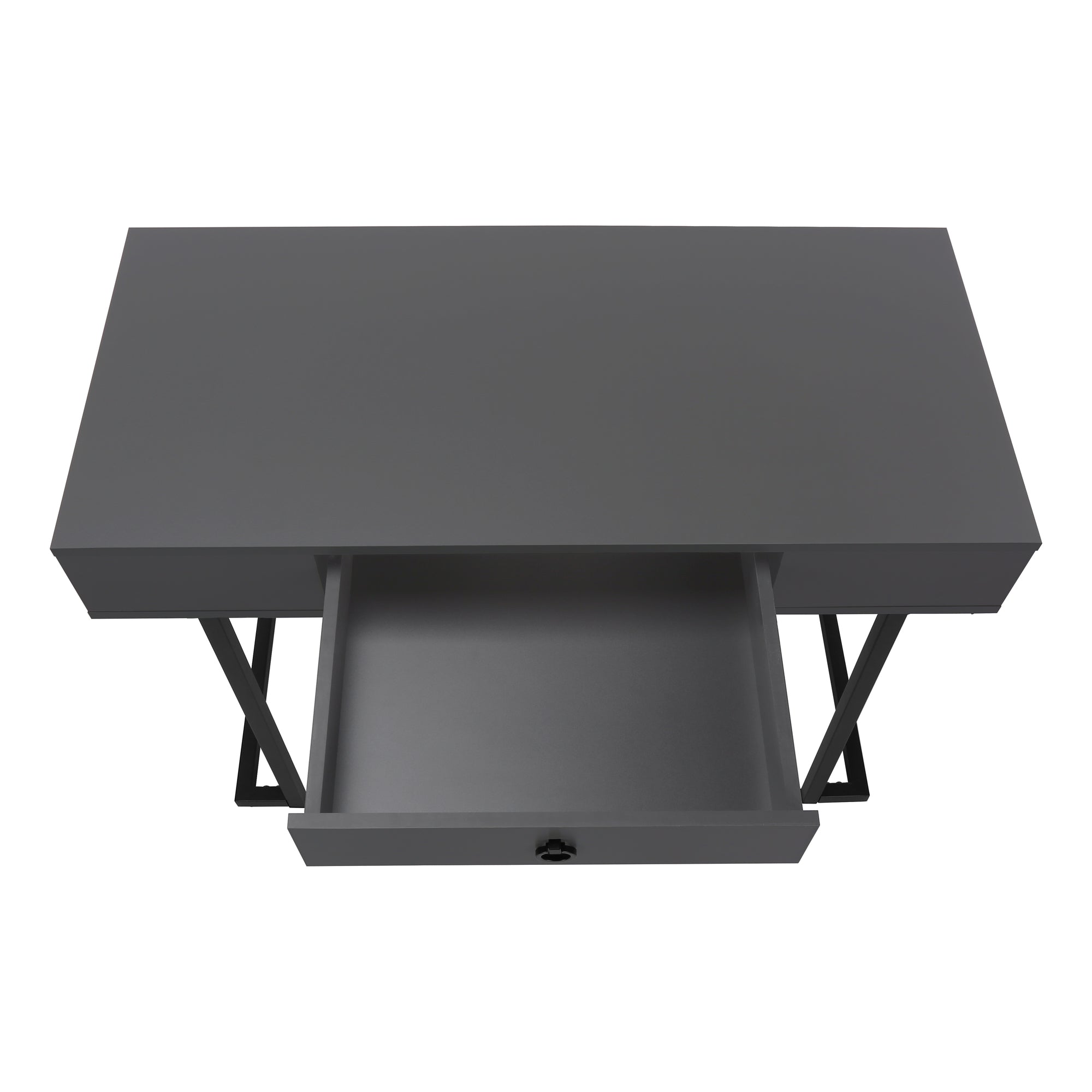 COMPUTER DESK - 42""L / MODERN GREY / BLACK METAL