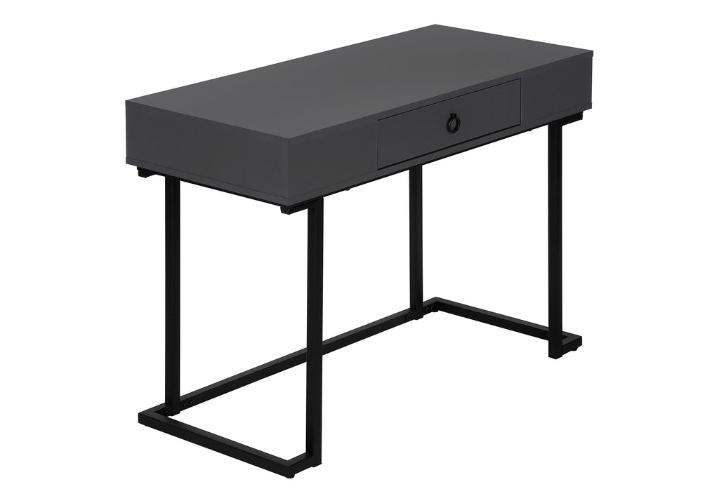 COMPUTER DESK - 42""L / MODERN GREY / BLACK METAL