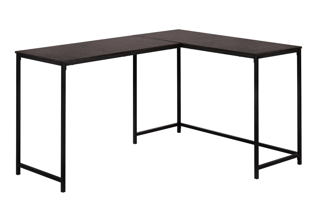 COMPUTER DESK - 58""L / ESPRESSO TOP / BLACK METAL CORNER