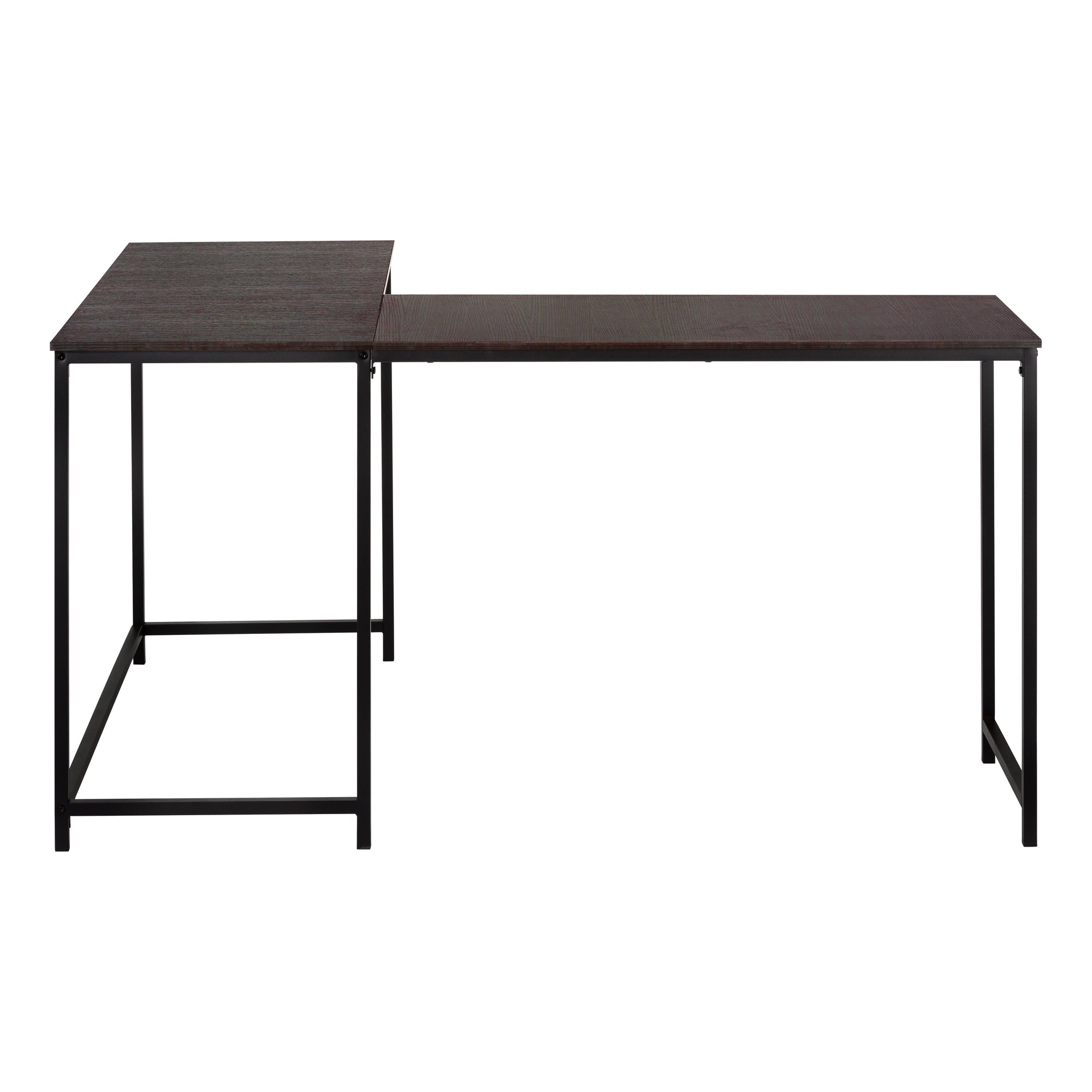 COMPUTER DESK - 58""L / ESPRESSO TOP / BLACK METAL CORNER