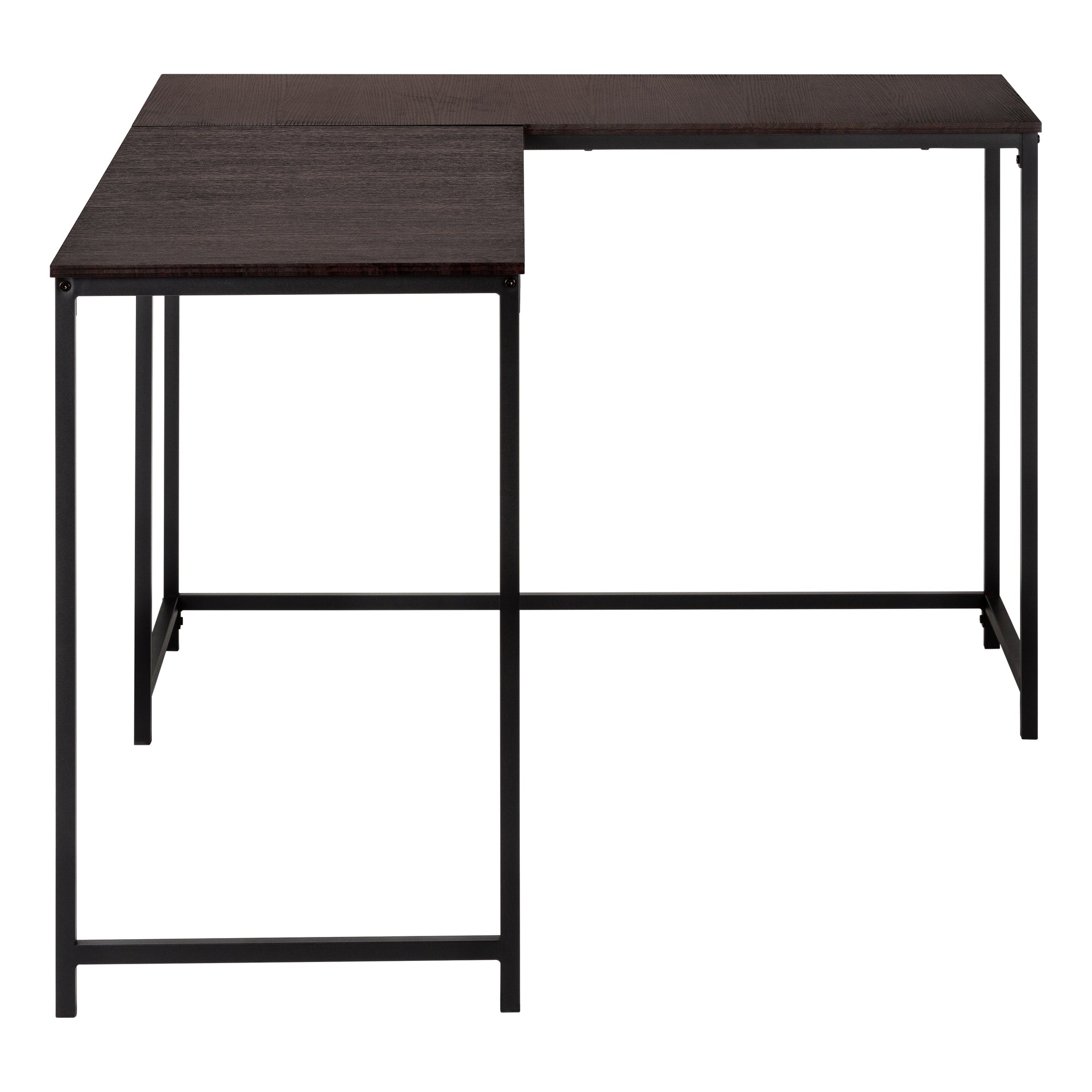 COMPUTER DESK - 58""L / ESPRESSO TOP / BLACK METAL CORNER